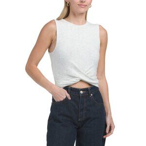 LA BIZ Grey Twist Front Tank Top